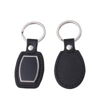 Laser Engraving Leather Metal Keychain with Black Aluminum Insert-PLS020