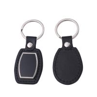 Laser Engraving Leather Metal Keychain with Black Aluminum Insert-PLS019