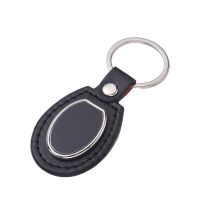 Laser Engraving Leather Metal Keychain with Black Aluminum Insert-PLS019