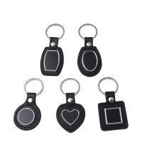 Laser Engraving Leather Metal Keychain with Black Aluminum Insert-PLS019