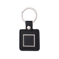 Laser Engraving Leather Metal Keychain with Black Aluminum Insert-PLS018