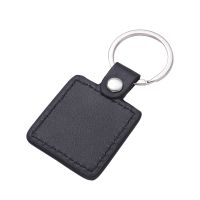 Laser Engraving Leather Metal Keychain with Black Aluminum Insert-PLS018