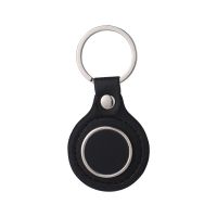 Laser Engraving Leather Metal Keychain with Black Aluminum Insert-PLS017