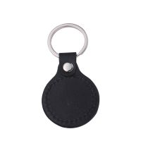 Laser Engraving Leather Metal Keychain with Black Aluminum Insert-PLS017