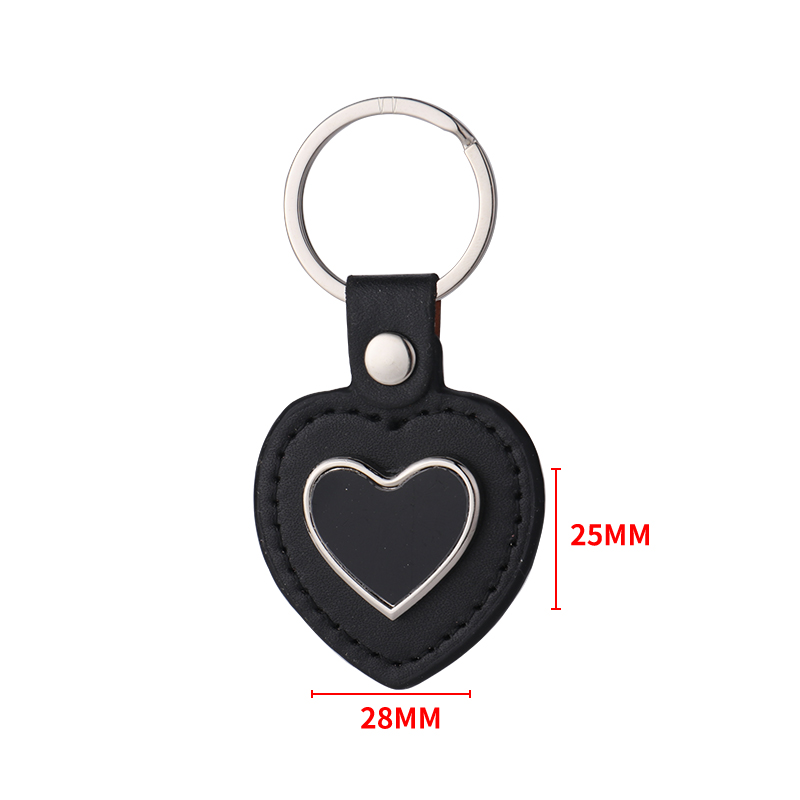 Laser Engraving Leather Metal Keychain with Black Aluminum Insert-PLS016