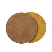 Subimation PU Leather Round Coasters-Brown