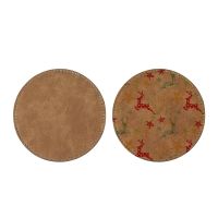 Subimation PU Leather Round Coasters-Brown