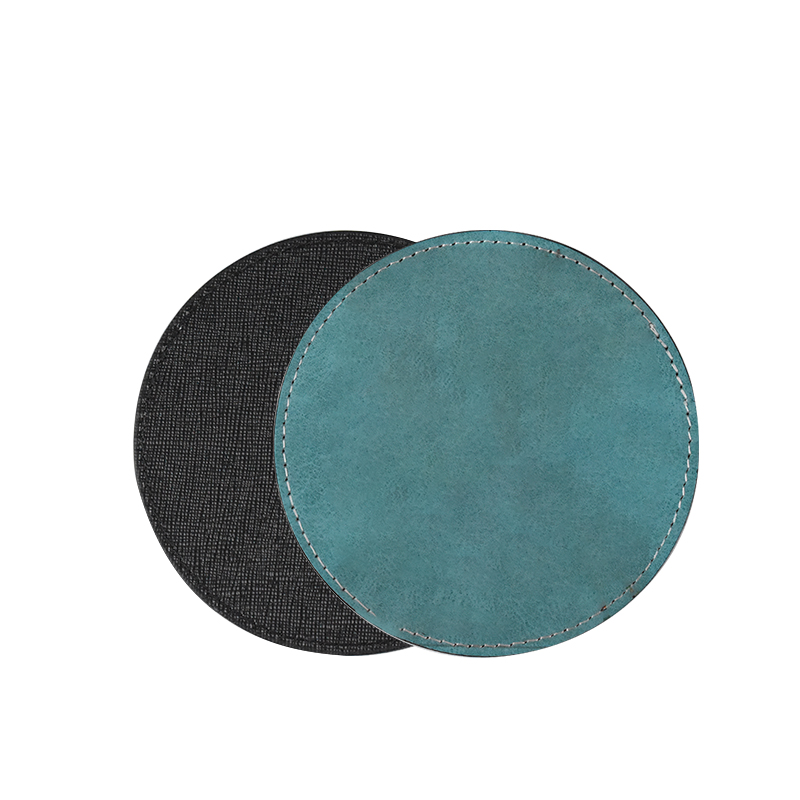 Subimation PU Leather Round Coasters-Malachite blue