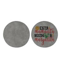 Subimation PU Leather Round Coasters-light grey