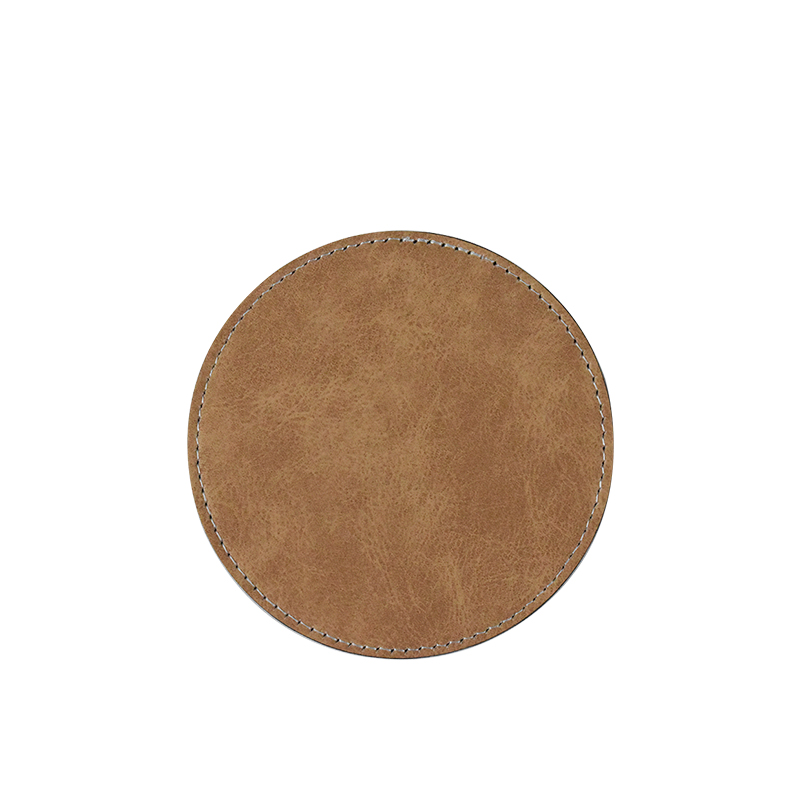 Subimation PU Leather Round Coasters-Brown