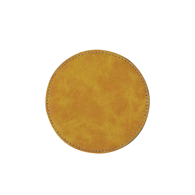 Subimation PU Leather Round Coasters-Yellow