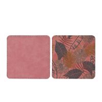 Subimation PU Leather Square Coasters-pink