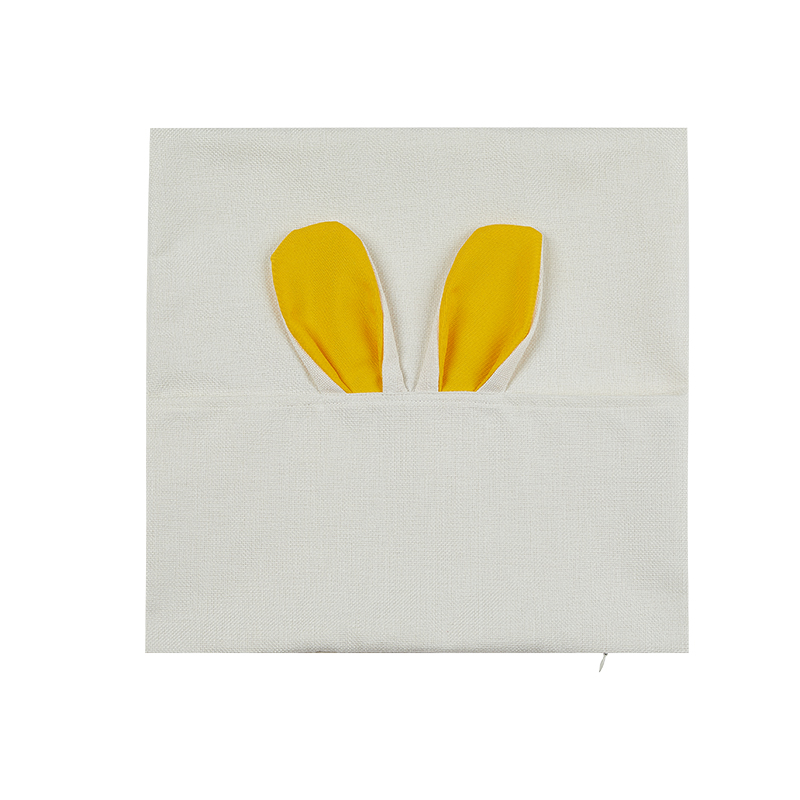 Sublimation Rabbit cotton linen pillow case-yellow