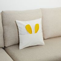 Sublimation Rabbit cotton linen pillow case-yellow