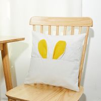 Sublimation Rabbit cotton linen pillow case-yellow