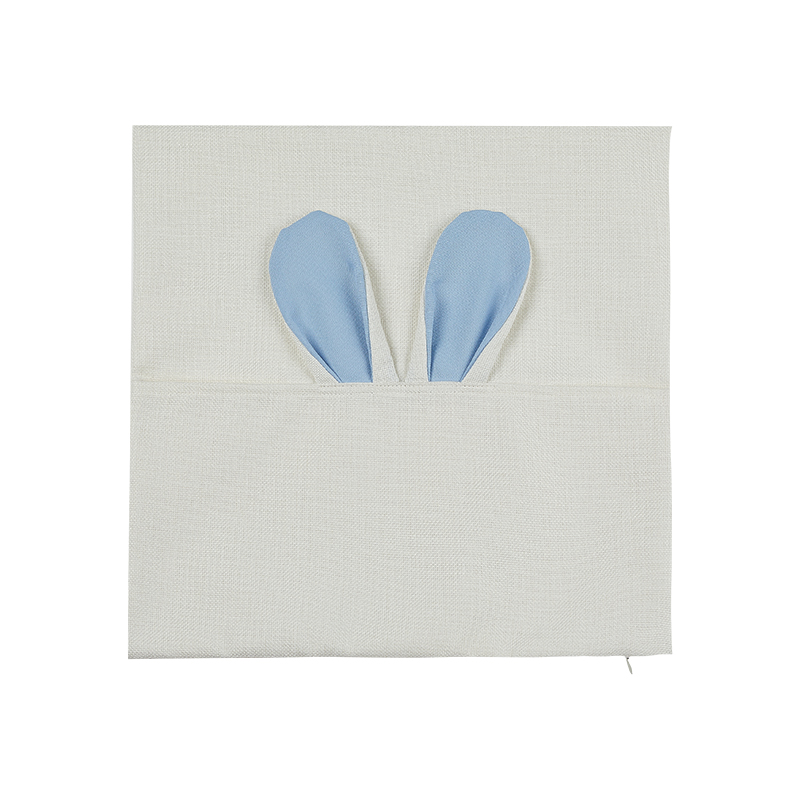 Sublimation Rabbit cotton linen pillow case-blue