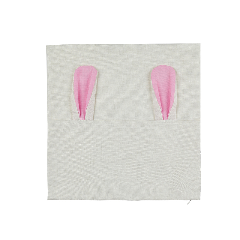 Sublimation Rabbit cotton linen pillow case-pink BY089-PK