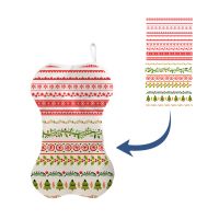 Sublimation Bone shape Linen Christmas Stocking with black plaid