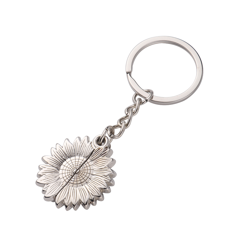 Sublimation Sunflower Locket Keychains Silver