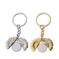 Sublimation Sunflower Locket Keychains Silver