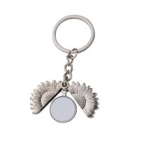 Sublimation Sunflower Locket Keychains Silver