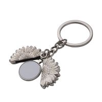 Sublimation Sunflower Locket Keychains Silver