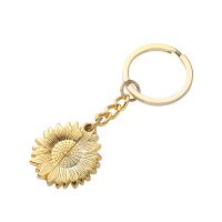 Sublimation Key Holder Sunflower Locket  Keychains Gold