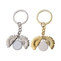 Sublimation Key Holder Sunflower Locket  Keychains Gold