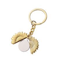 Sublimation Key Holder Sunflower Locket  Keychains Gold