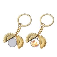 Sublimation Key Holder Sunflower Locket  Keychains Gold