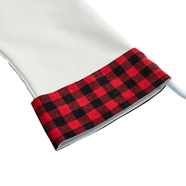 Sublimation Linen Christmas stockings with red plaid (20*43.5*30cm )