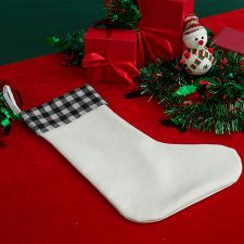 Sublimation Linen Christmas stockings with black plaid