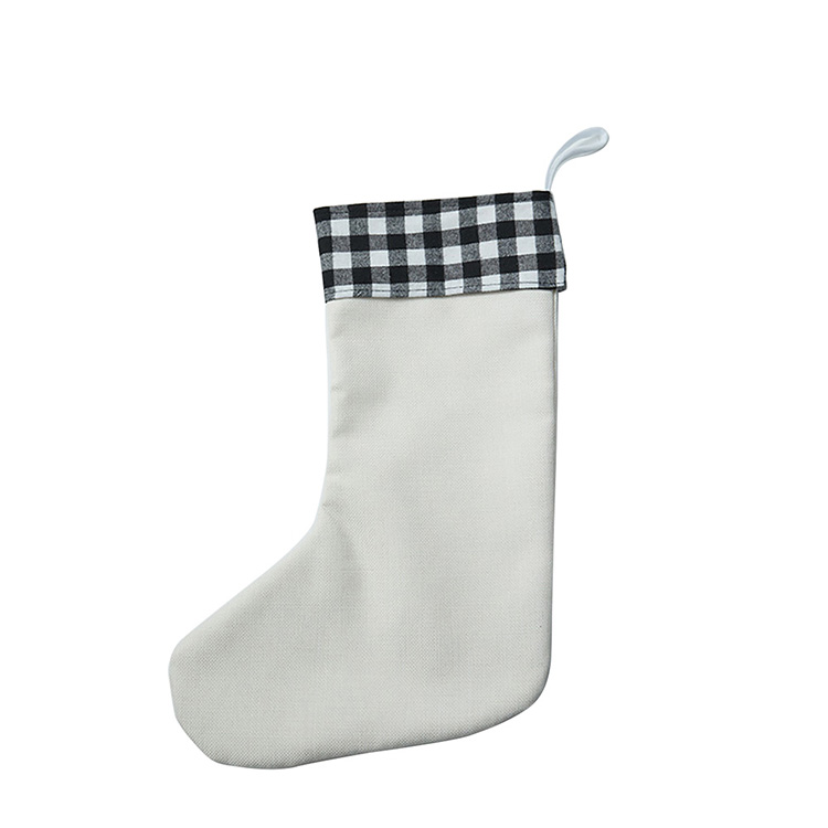 Sublimation Linen Christmas stockings with black plaid