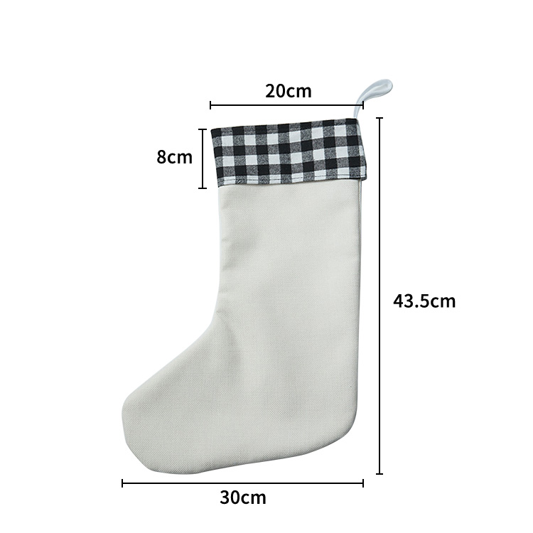 Sublimation Linen Christmas stockings with black plaid