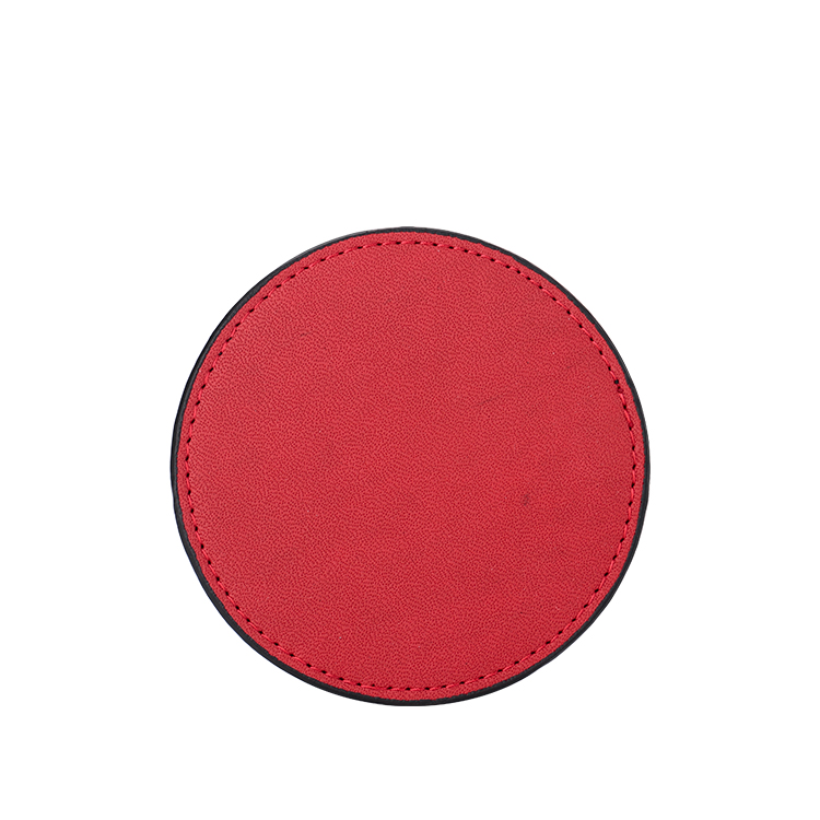 Laser Blank Round Leather Coasters- red