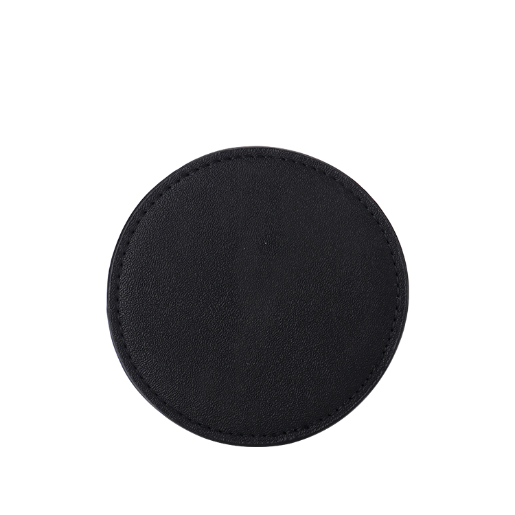 Laser Blank Round Leather Coasters-black