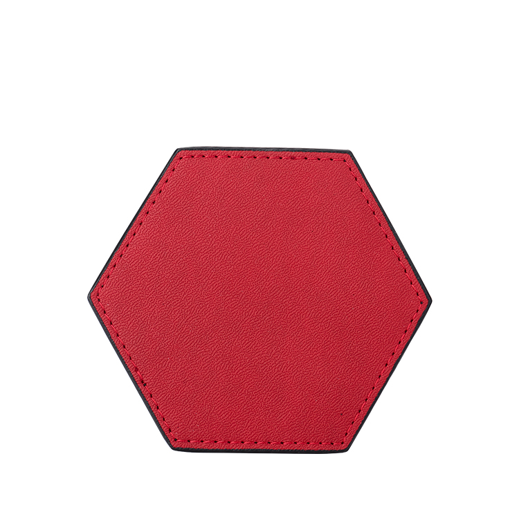 Laser Blank Hexagon Leather Coasters-red