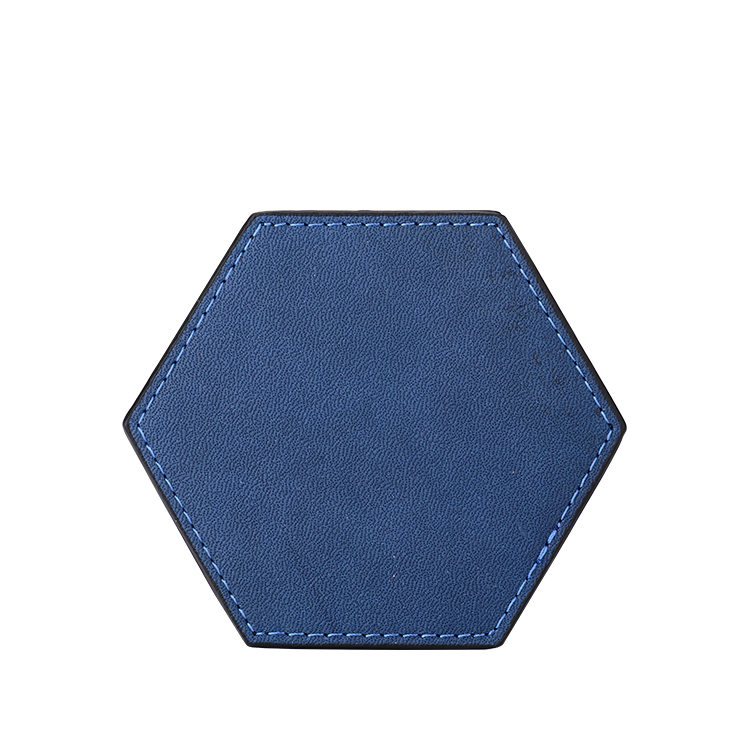 Laser Blank Hexagon Leather Coasters-blue