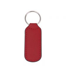 Laser Blank Rectangle Leather Keychains-red