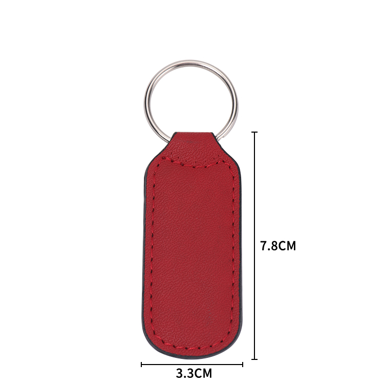 Laser Blank Rectangle Leather Keychains-red