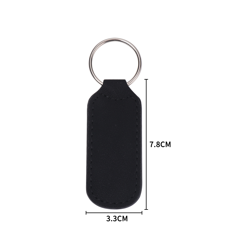 Laser Blank Rectangle Leather Keychains-black