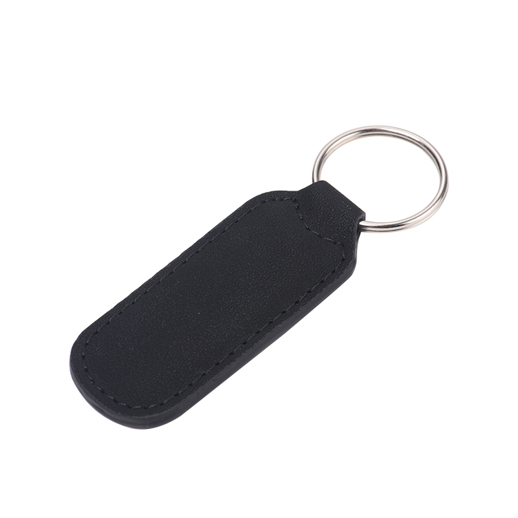 Laser Blank Rectangle Leather Keychains-black