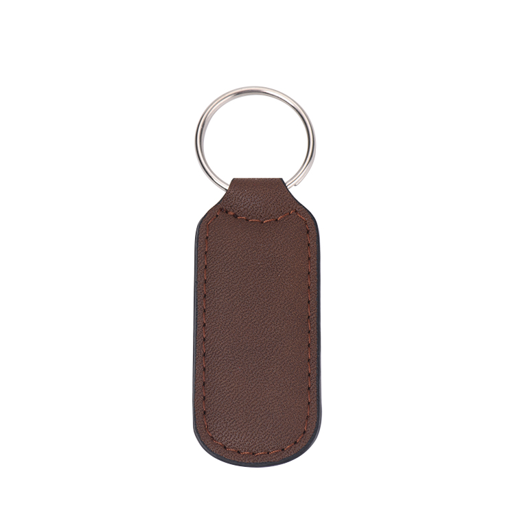Laser Blank Rectangle Leather Keychains-brown