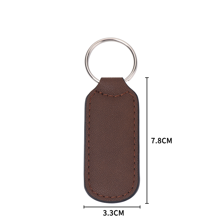 Laser Blank Rectangle Leather Keychains-brown