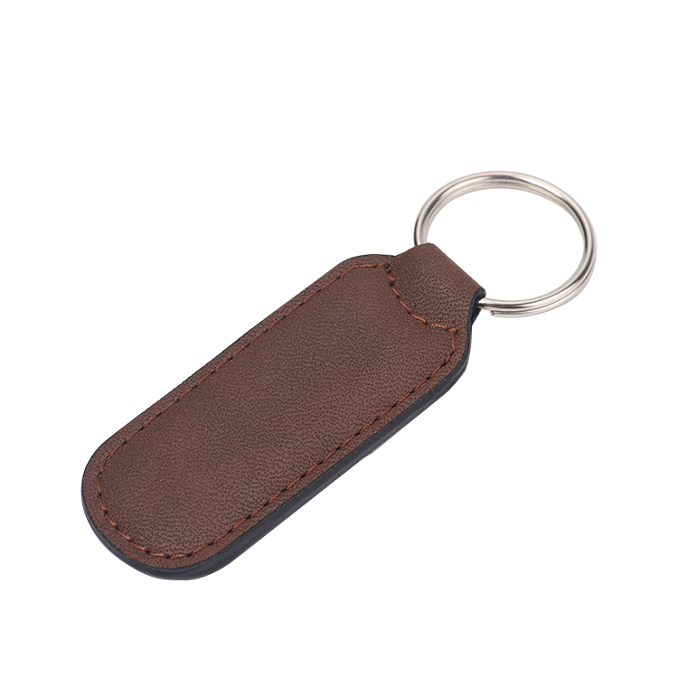 Laser Blank Rectangle Leather Keychains-brown