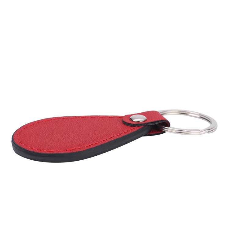 Laser Engraving Blank Teardrop Shape Leather keychains-red