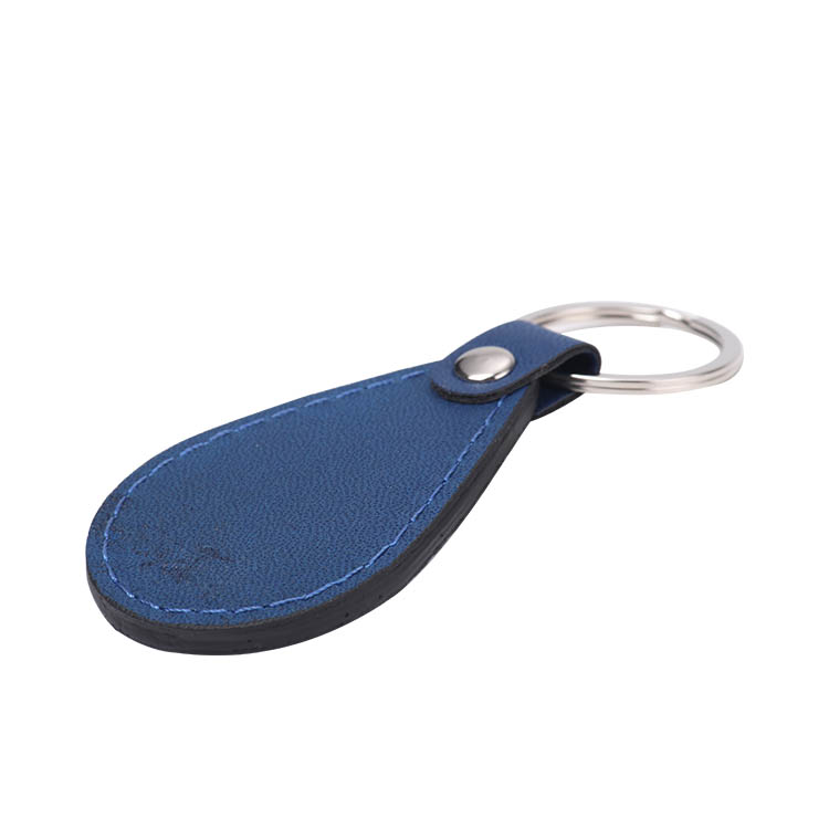 Laser Engraving Blank Teardrop Shape Leather keychains-blue