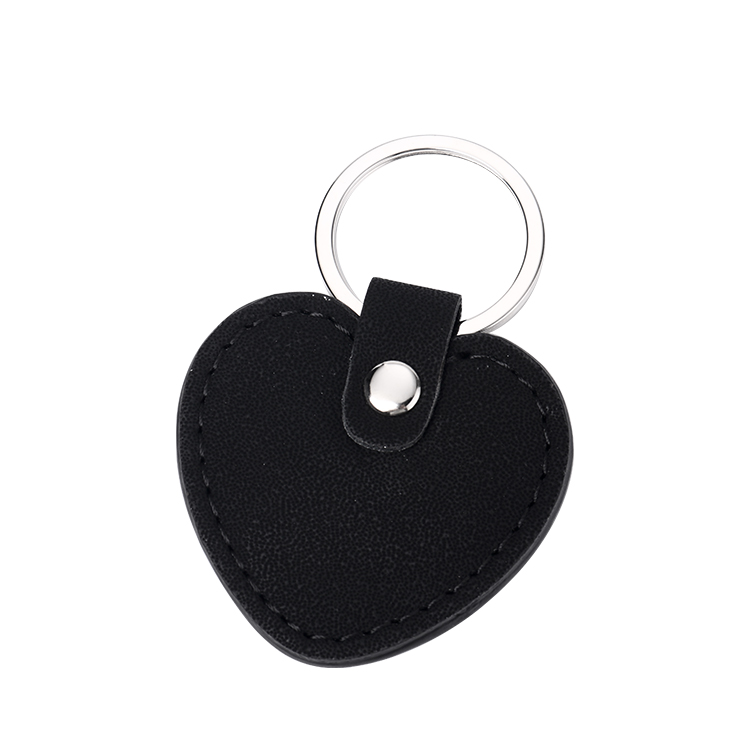 Laser Engraving Blank  Heart Shape Leather keychains-black