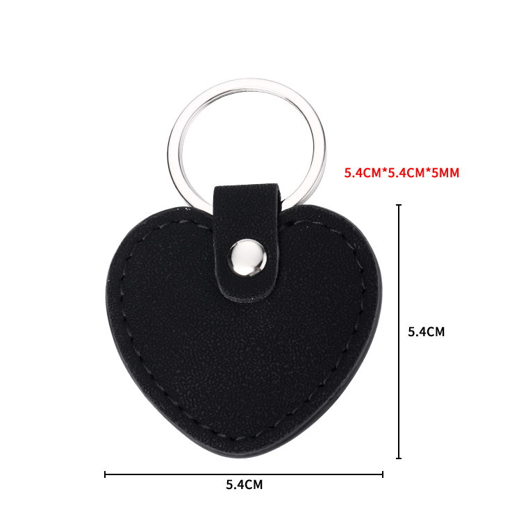 Laser Engraving Blank  Heart Shape Leather keychains-black