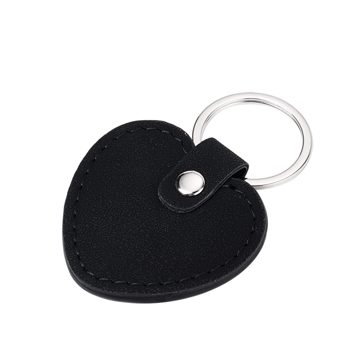 Laser Engraving Blank  Heart Shape Leather keychains-black